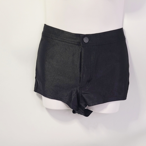 American Apparel Black High Waisted Shiny Disco Women's Shorts size xxs - Picture 3 of 7